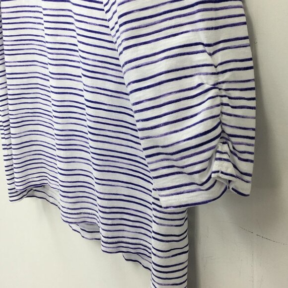Weekends By Chico's Long Sleeve Strip and Floral Purple and White Top Size - Picture 3 of 6